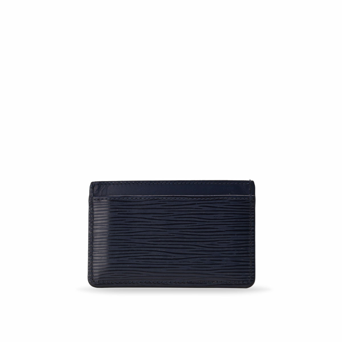 Black textured leather card holder, curated Pre-loved Luxury by Myluxe in Helsinki.