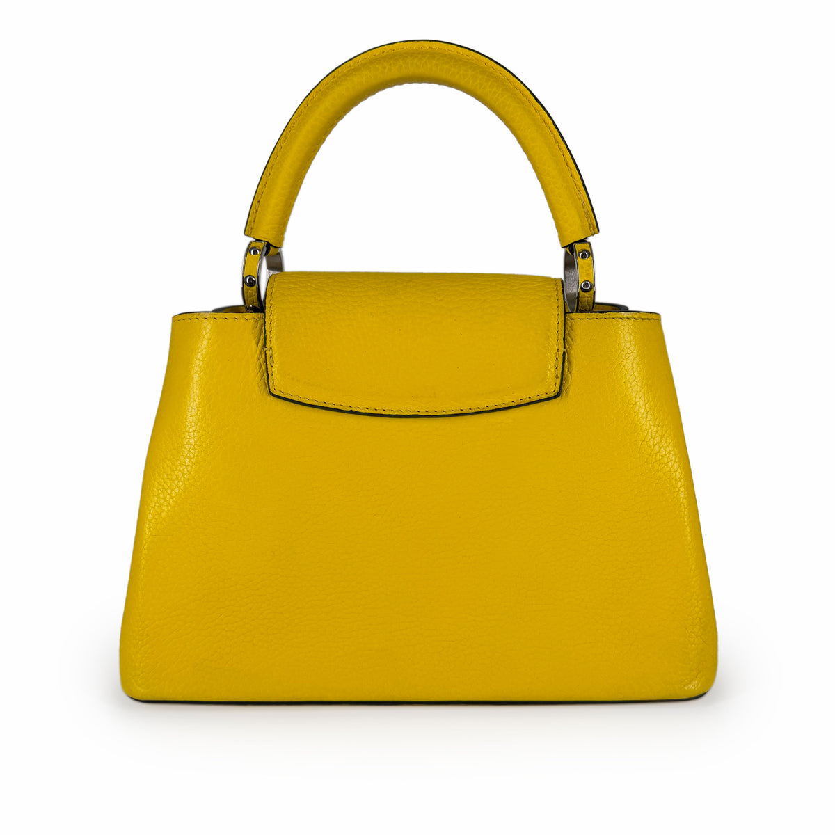Yellow grained leather top handle handbag, curated Pre-loved Luxury by Myluxe in Helsinki.