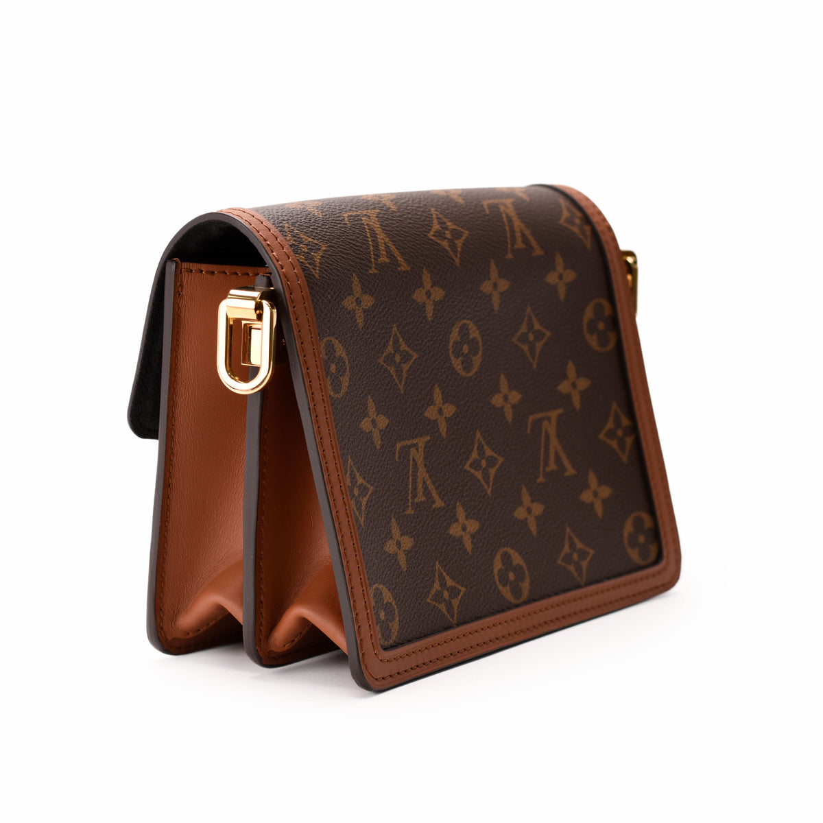 Louis Vuitton monogram coated canvas handbag in brown with gold-tone hardware, curated Pre-loved Luxury by Myluxe in Helsinki.