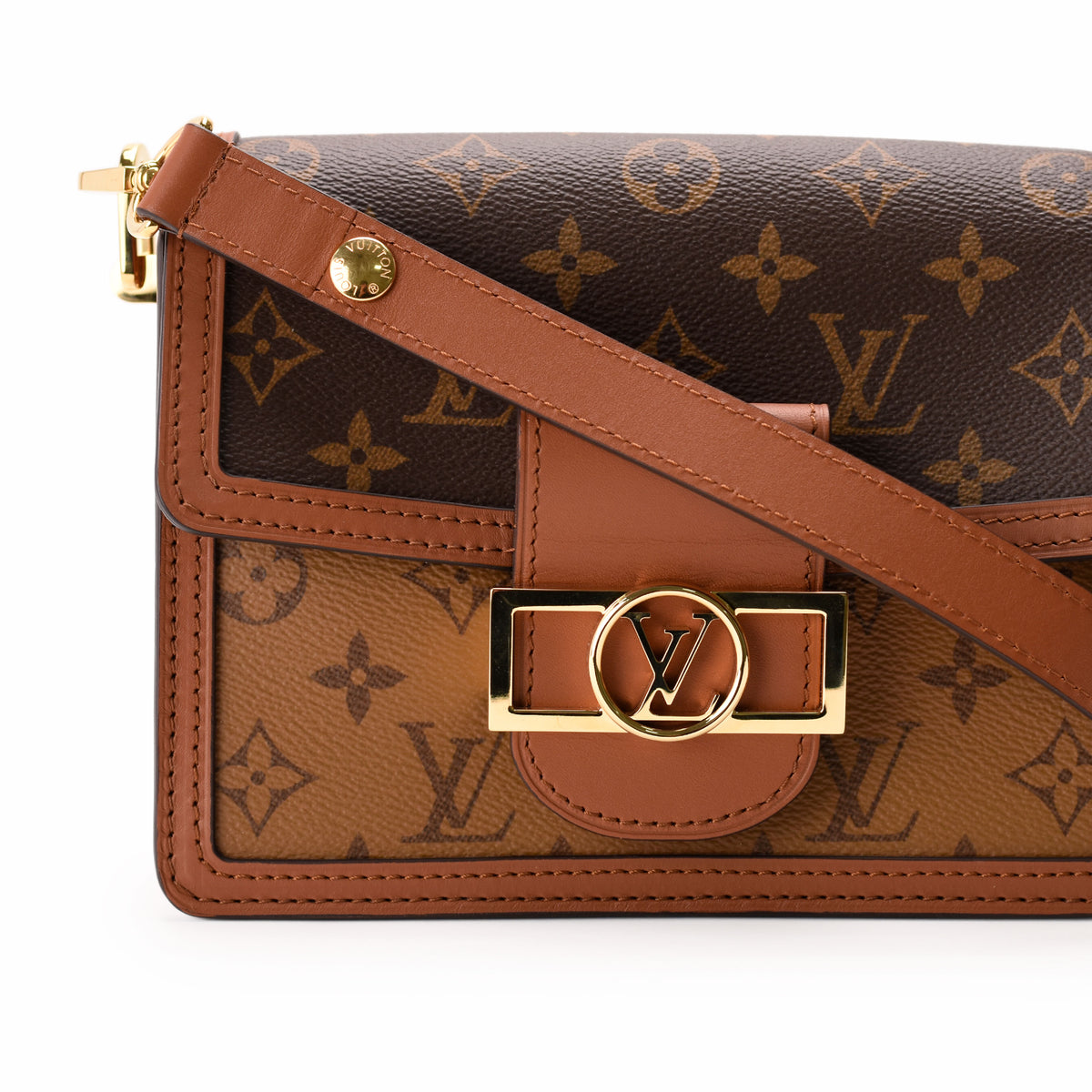 Louis Vuitton monogram canvas crossbody bag in brown leather, curated Pre-loved Luxury by Myluxe in Helsinki.