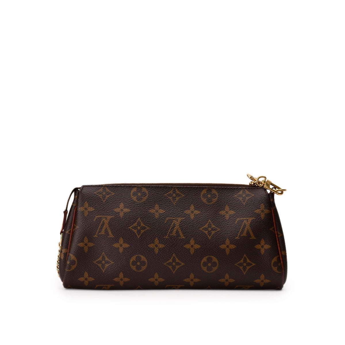 Louis Vuitton brown monogram canvas makeup pouch with gold-tone zipper, curated Pre-loved Luxury by Myluxe in Helsinki.