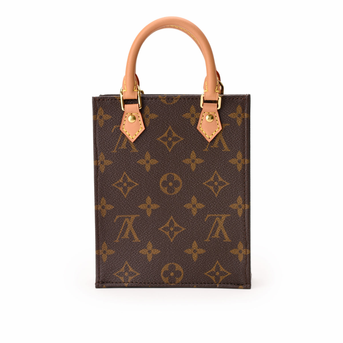 Louis Vuitton monogram canvas handbag with tan leather handles. curated Pre-loved Luxury by Myluxe in Helsinki.