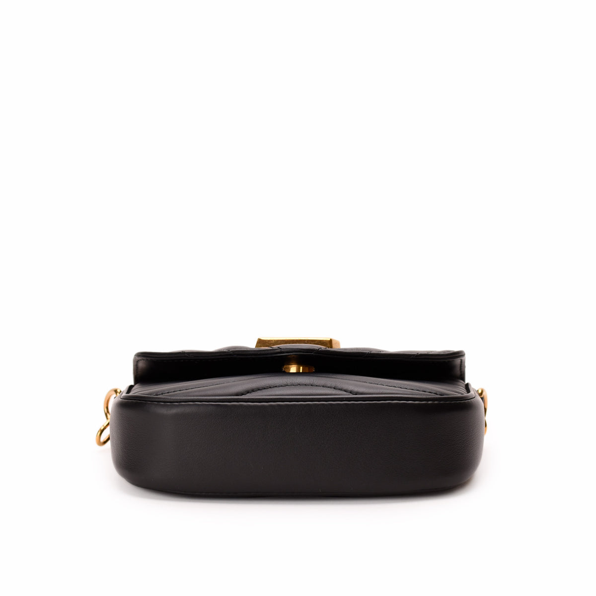 Black leather quilted crossbody bag with gold-tone hardware. curated Pre-loved Luxury by Myluxe in Helsinki.