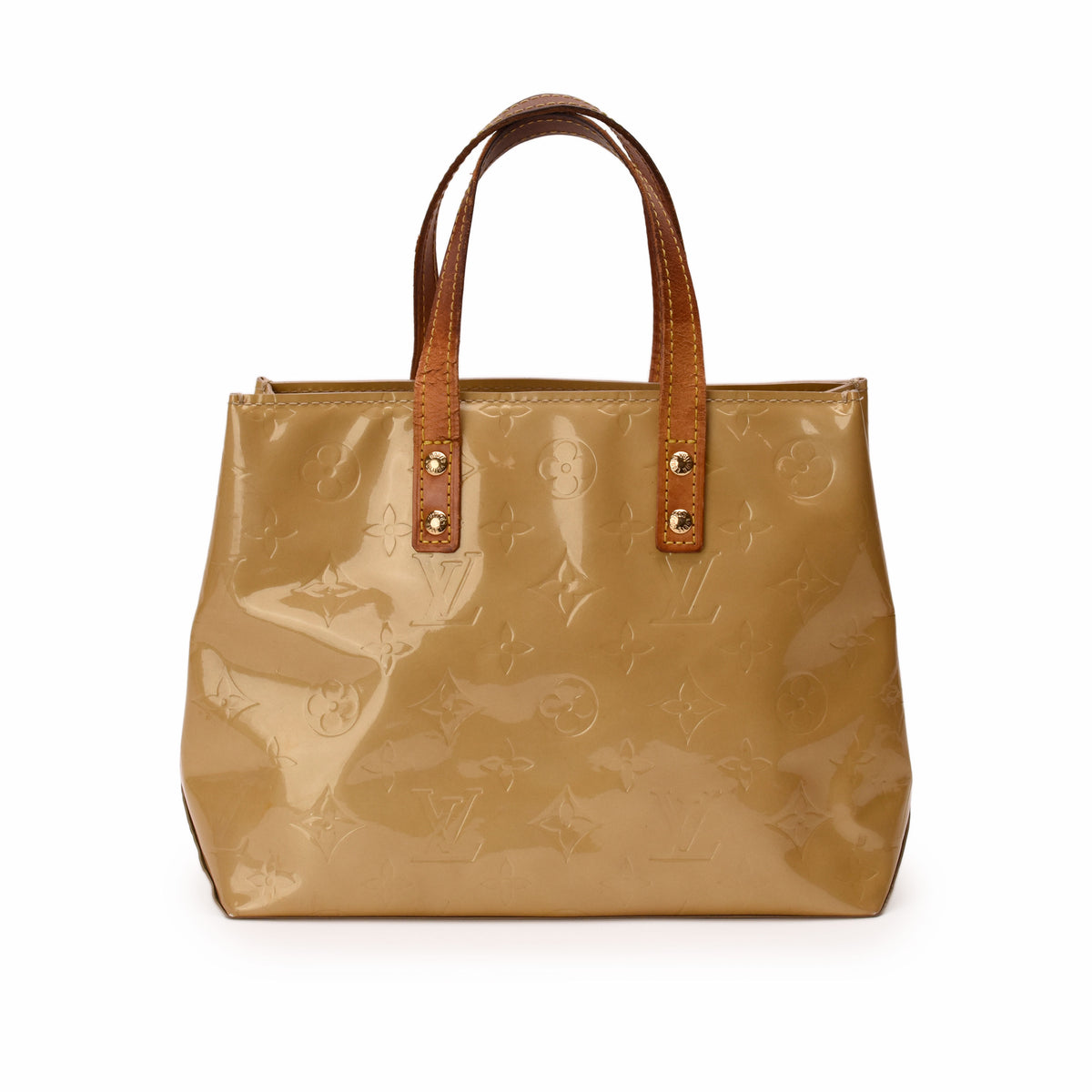 Louis Vuitton Monogram Vernis beige patent leather tote bag. curated Pre-loved Luxury by Myluxe in Helsinki.
