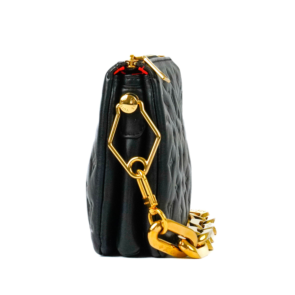 Black quilted leather handbag with gold-tone chain strap, curated Pre-loved Luxury by Myluxe in Helsinki.