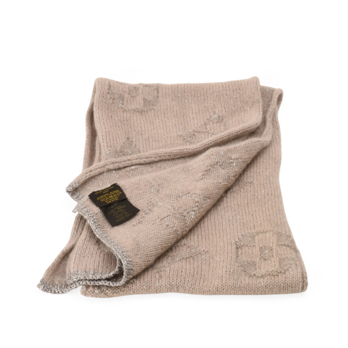 Louis Vuitton Dusty Rose Mohair Echarpe Monogram Glitter Scarf