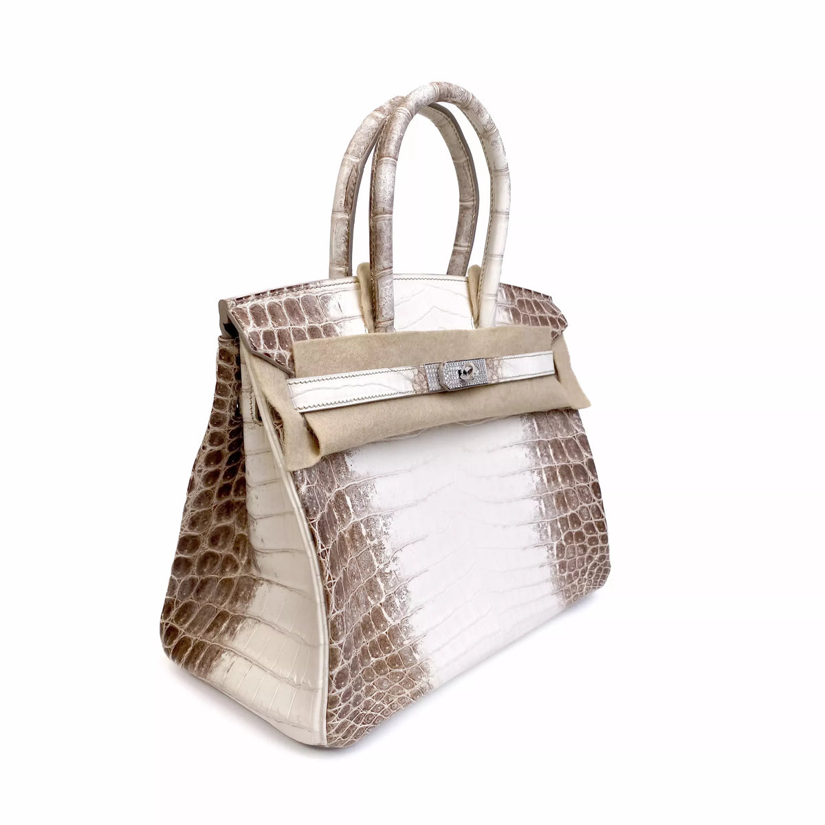 Hermès Birkin 30 Himalaya Niloticus Crocodile Diamond Palladium Hardware Left