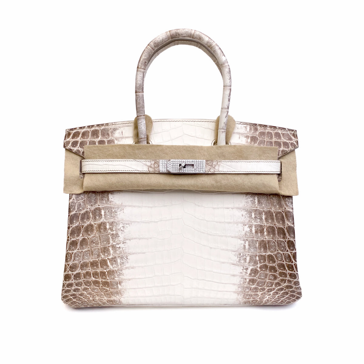 Hermès Birkin 30 Himalaya Niloticus Crocodile Diamond Palladium Hardware Front