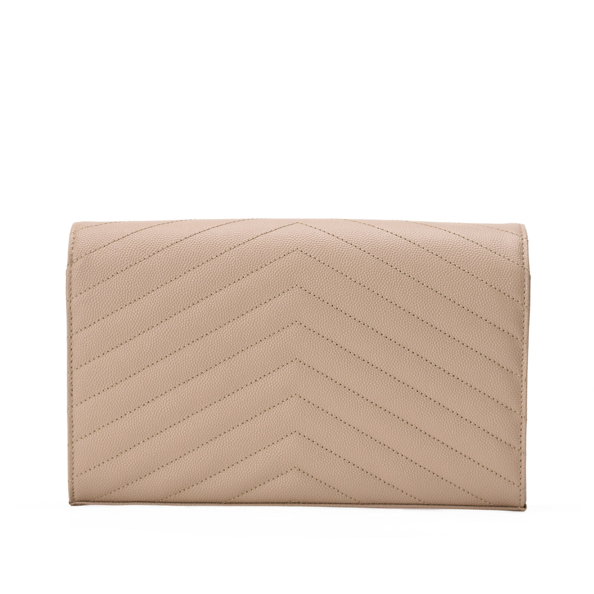 Saint Laurent Classic Cassandre wallet in grain de poudre dark beige. curated Pre-loved Luxury by Myluxe in Helsinki.