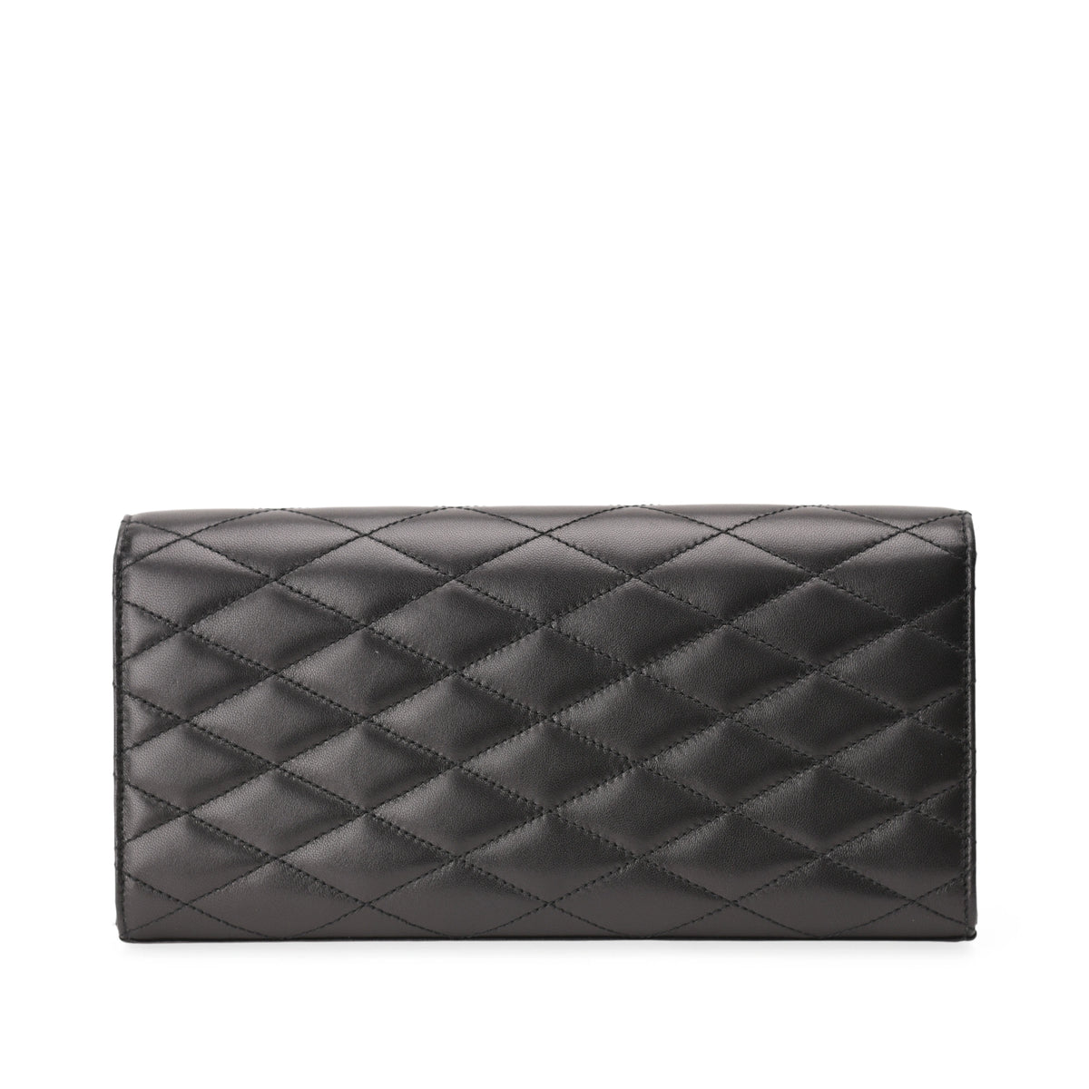 Saint Laurent Kate large quilted black leather clutch. curated Pre-loved Luxury by Myluxe in Helsinki.