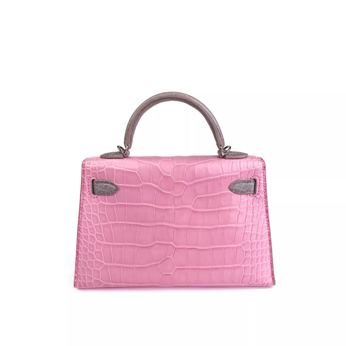 Hermes Mini Kelly Bicolour Bubblegum Pink Croco PHW Back