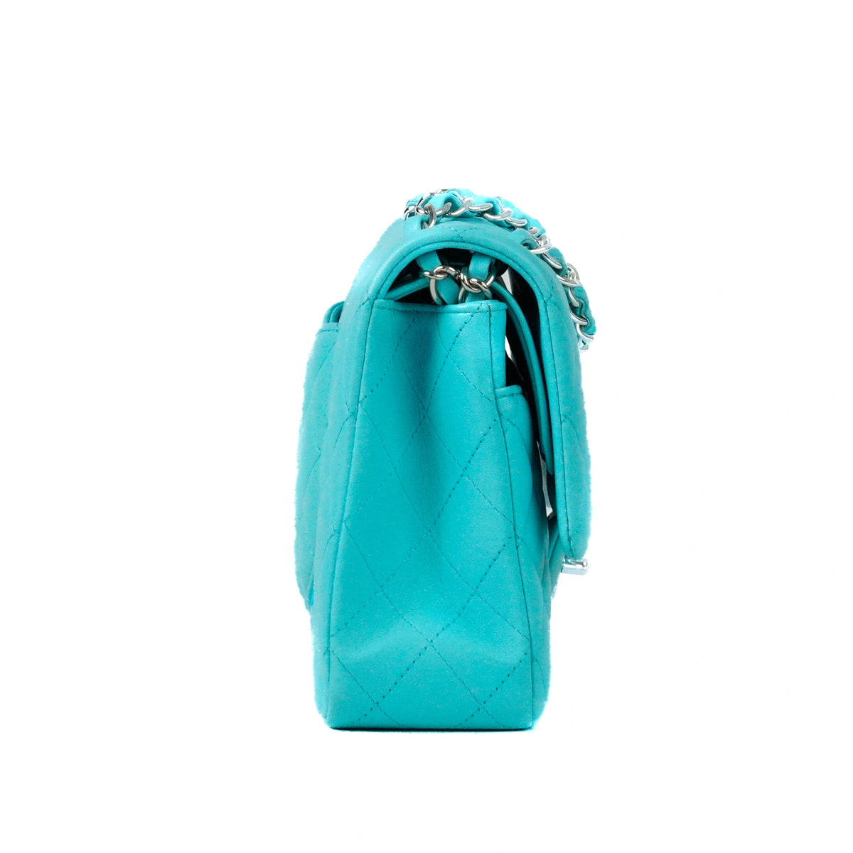 Chanel Timeless Classic in Turquoise Lambskin Leather SHW