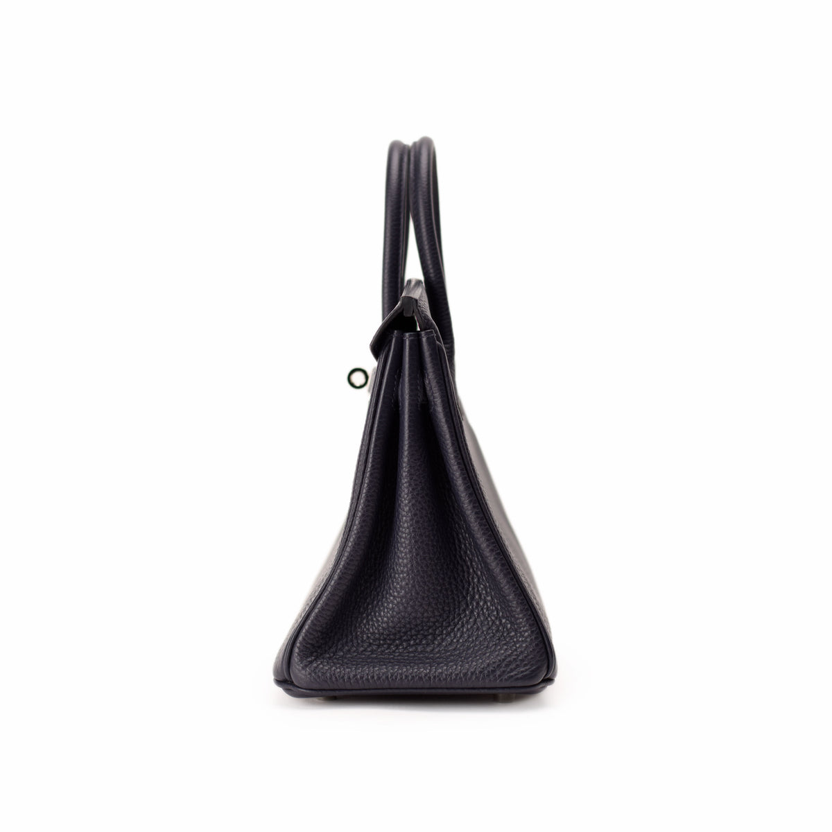 Black pebbled leather luxury handbag with structured top handles. curated Pre-loved Luxury by Myluxe in Helsinki.