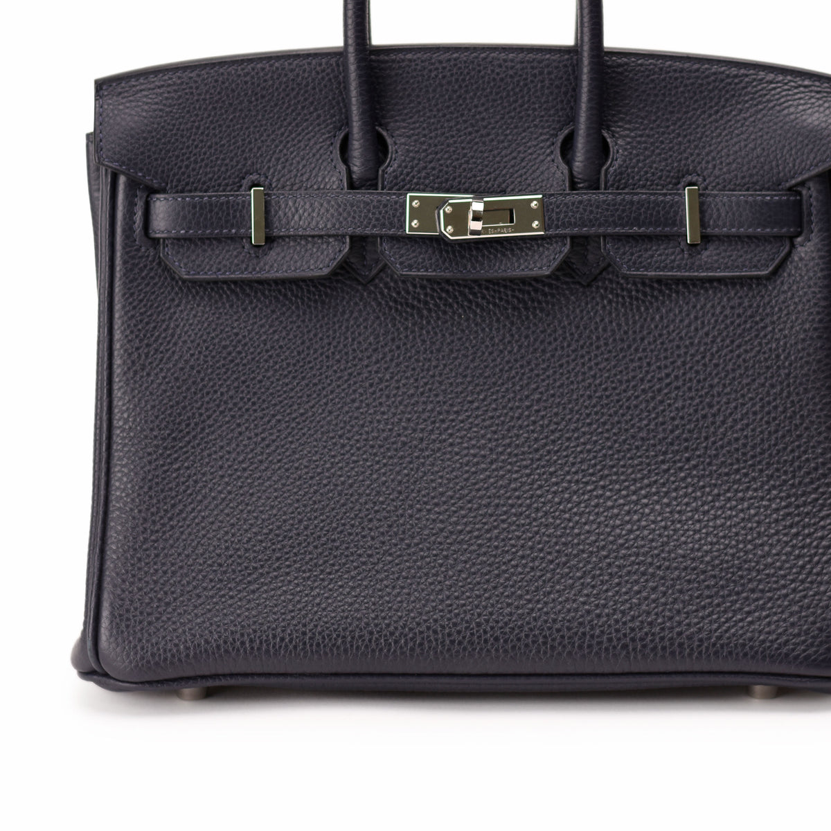 Hermès dark navy Togo leather handbag with silver hardware. curated Pre-loved Luxury by Myluxe in Helsinki.