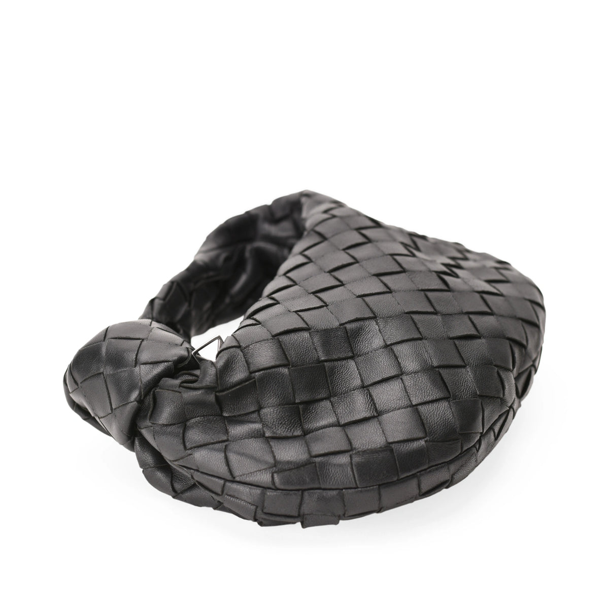 Bottega Veneta Mini Jodie black woven leather handbag. curated Pre-loved Luxury by Myluxe in Helsinki.