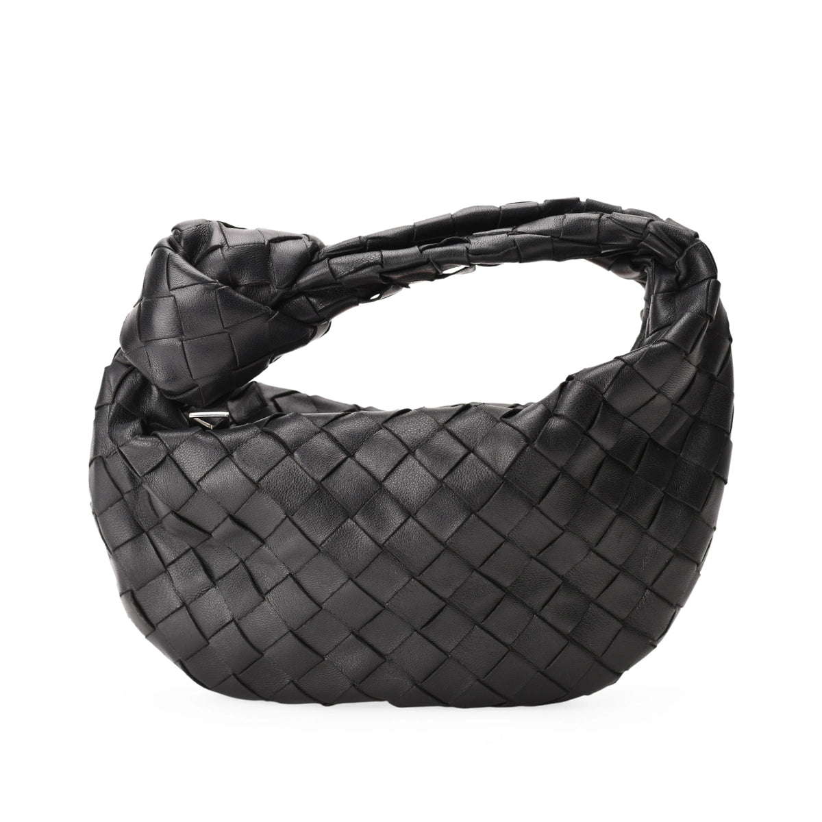Bottega Veneta Mini Jodie black woven leather handbag. curated Pre-loved Luxury by Myluxe in Helsinki.