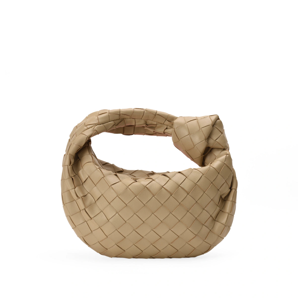 Bottega Veneta Mini Jodie handbag in beige woven leather. curated Pre-loved Luxury by Myluxe in Helsinki.