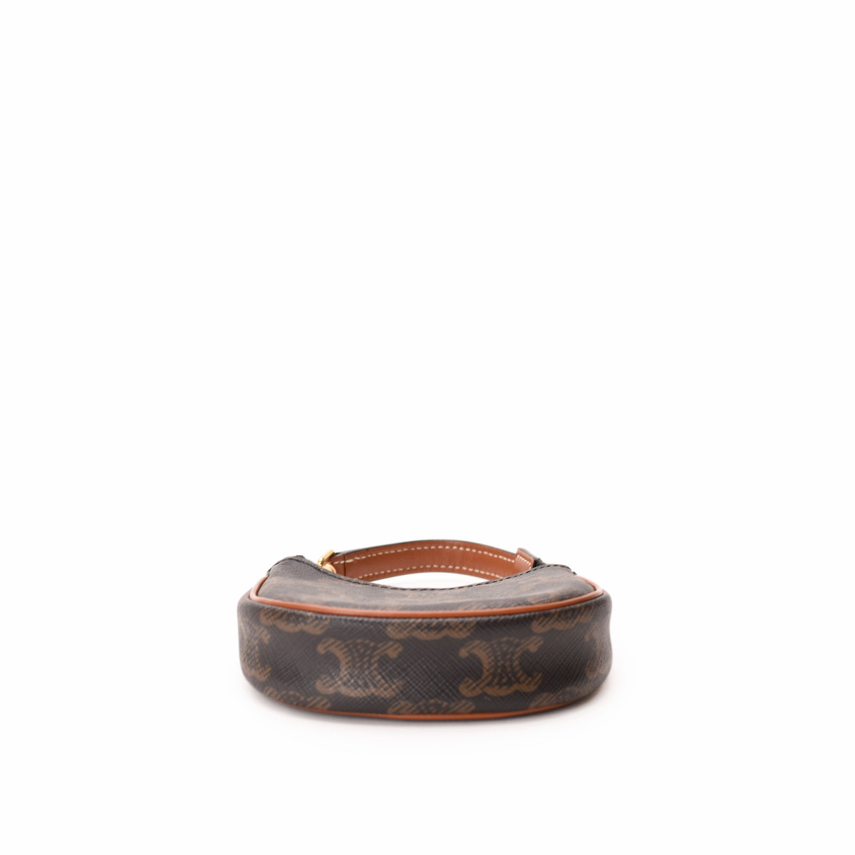 Celine monogram canvas belt in dark brown with tan leather trim. curated Pre-loved Luxury by Myluxe in Helsinki.