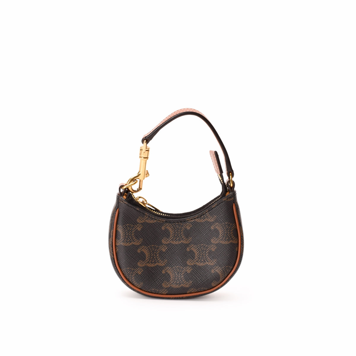 Celine monogram canvas crescent shoulder bag in brown with gold hardware. curated Pre-loved Luxury by Myluxe in Helsinki.