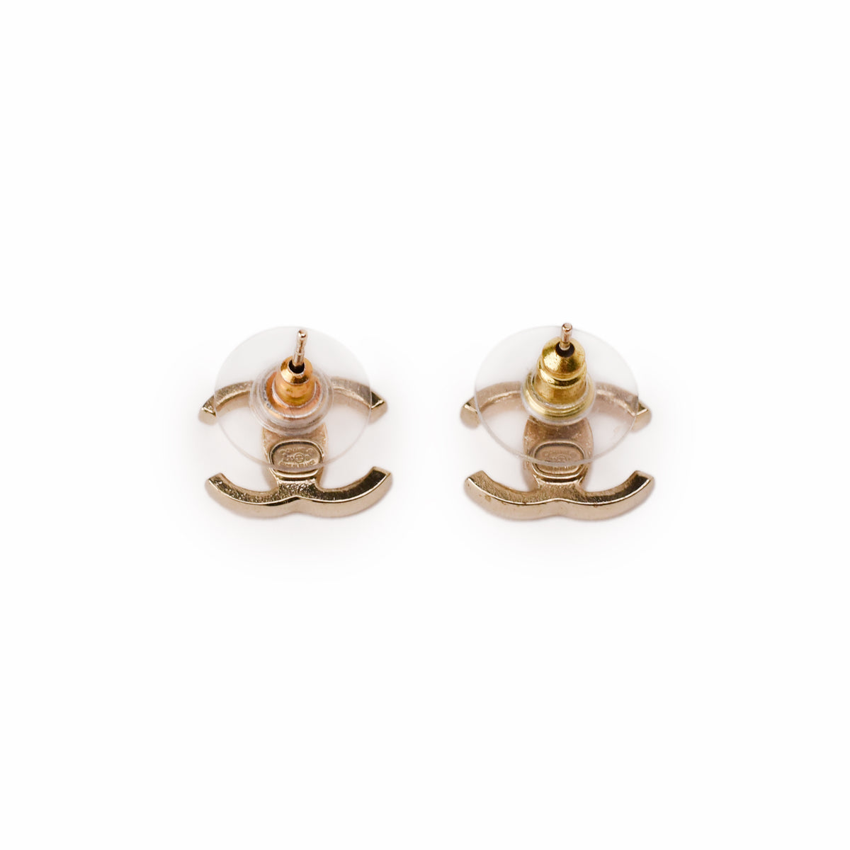 Gold-tone Chanel CC logo stud earrings, curated Pre-loved Luxury by Myluxe in Helsinki.