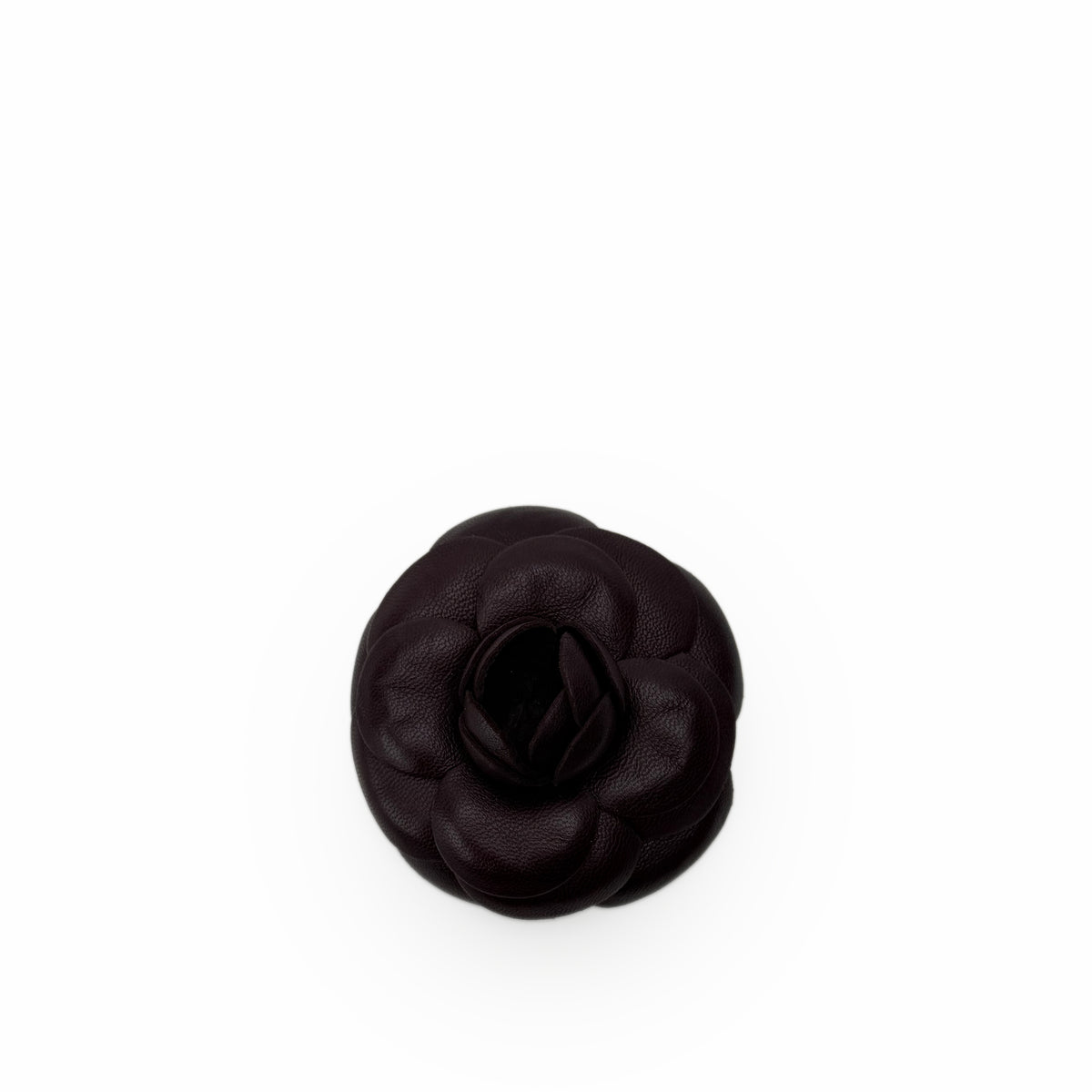 Dark burgundy leather rose-shaped clutch bag, curated Pre-loved Luxury by Myluxe in Helsinki.