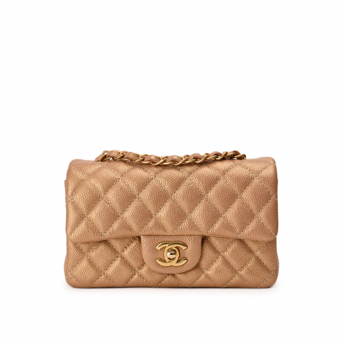 Chanel Mini Rectangular Gold Caviar GBHW