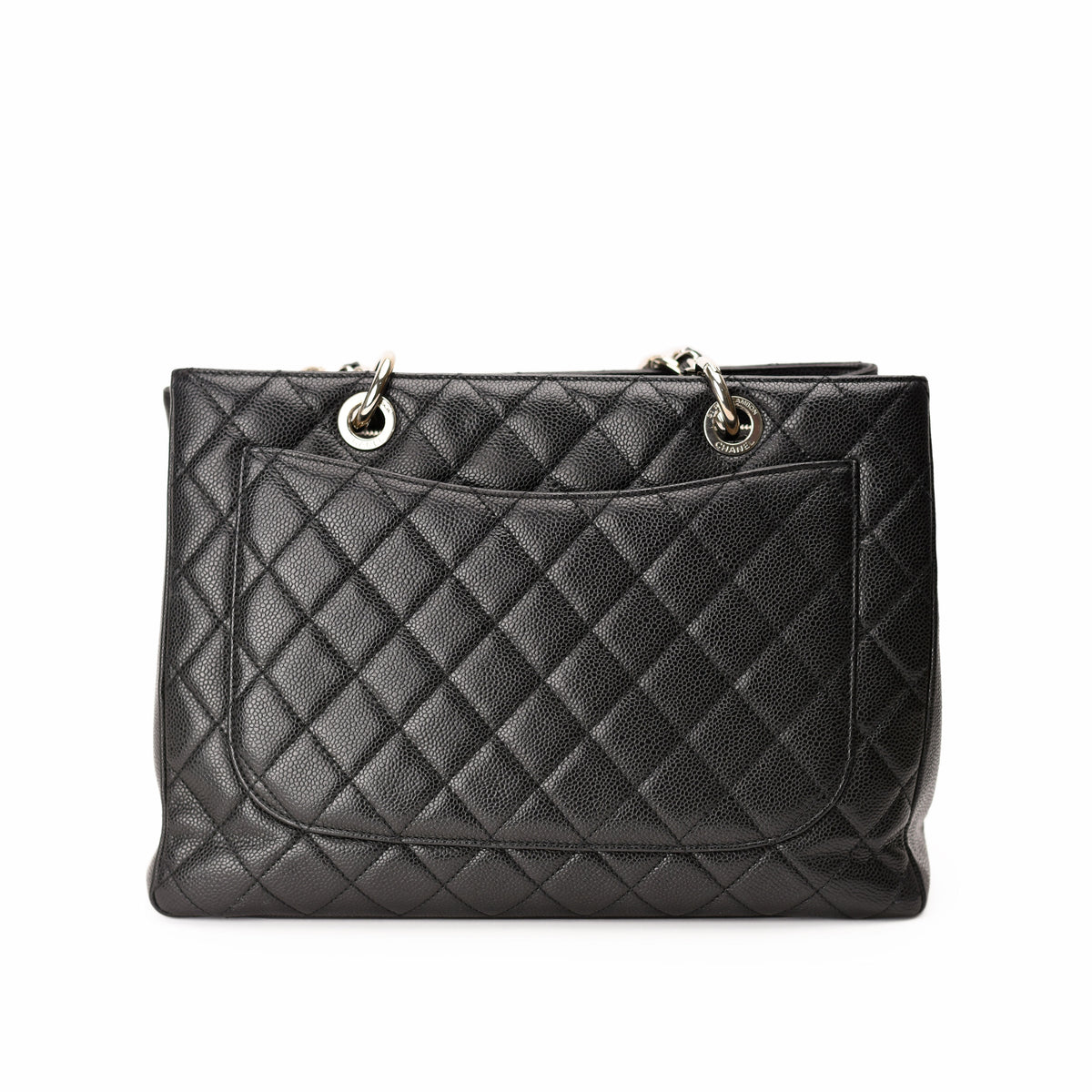 Black quilted caviar leather Chanel handbag with silver hardware. curated Pre-loved Luxury by Myluxe in Helsinki.