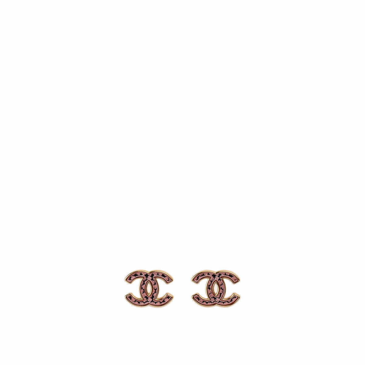 Chanel double C logo earrings in rose gold with pavé crystals, curated Pre-loved Luxury by Myluxe in Helsinki.