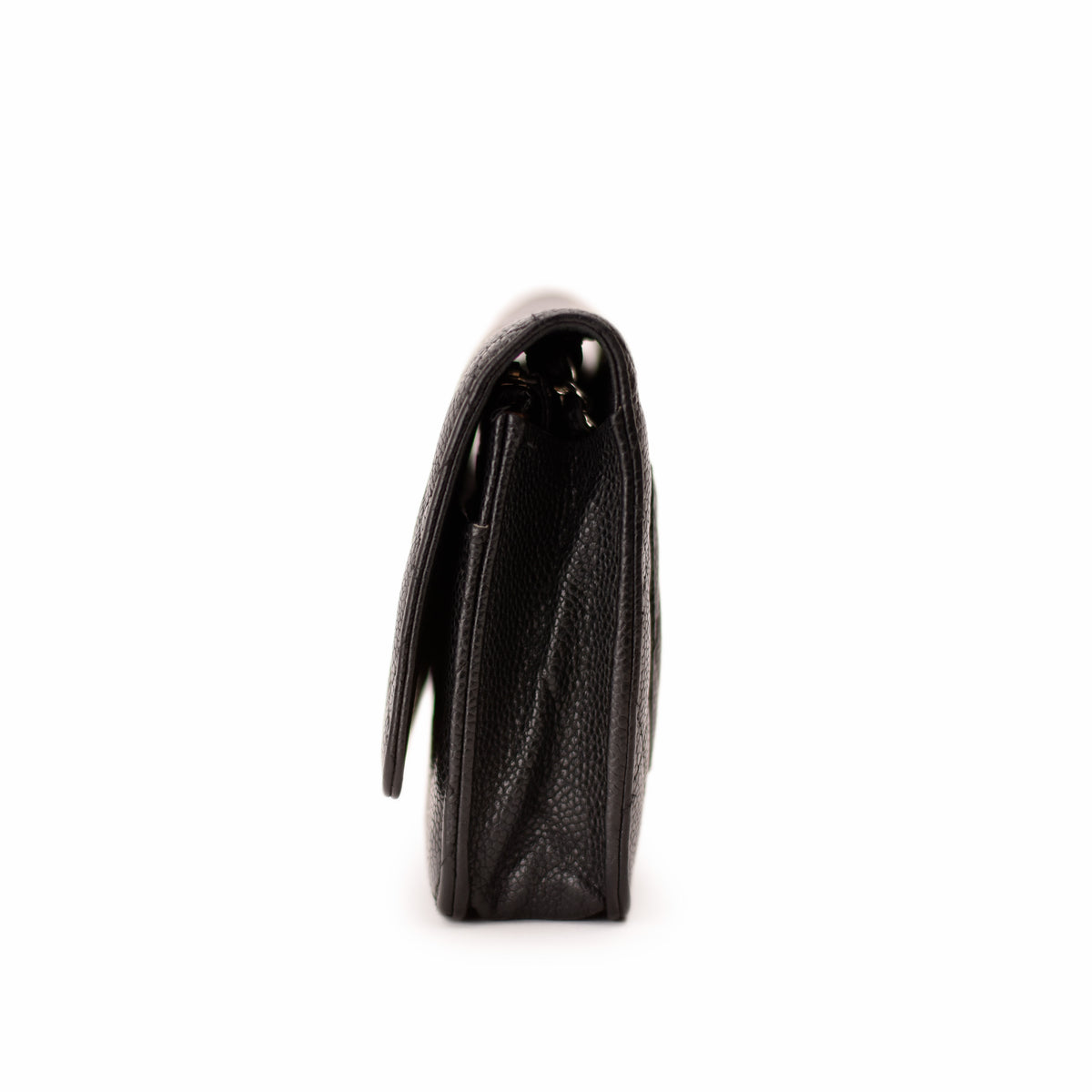 Black grained leather luxury clutch bag. curated Pre-loved Luxury by Myluxe in Helsinki.