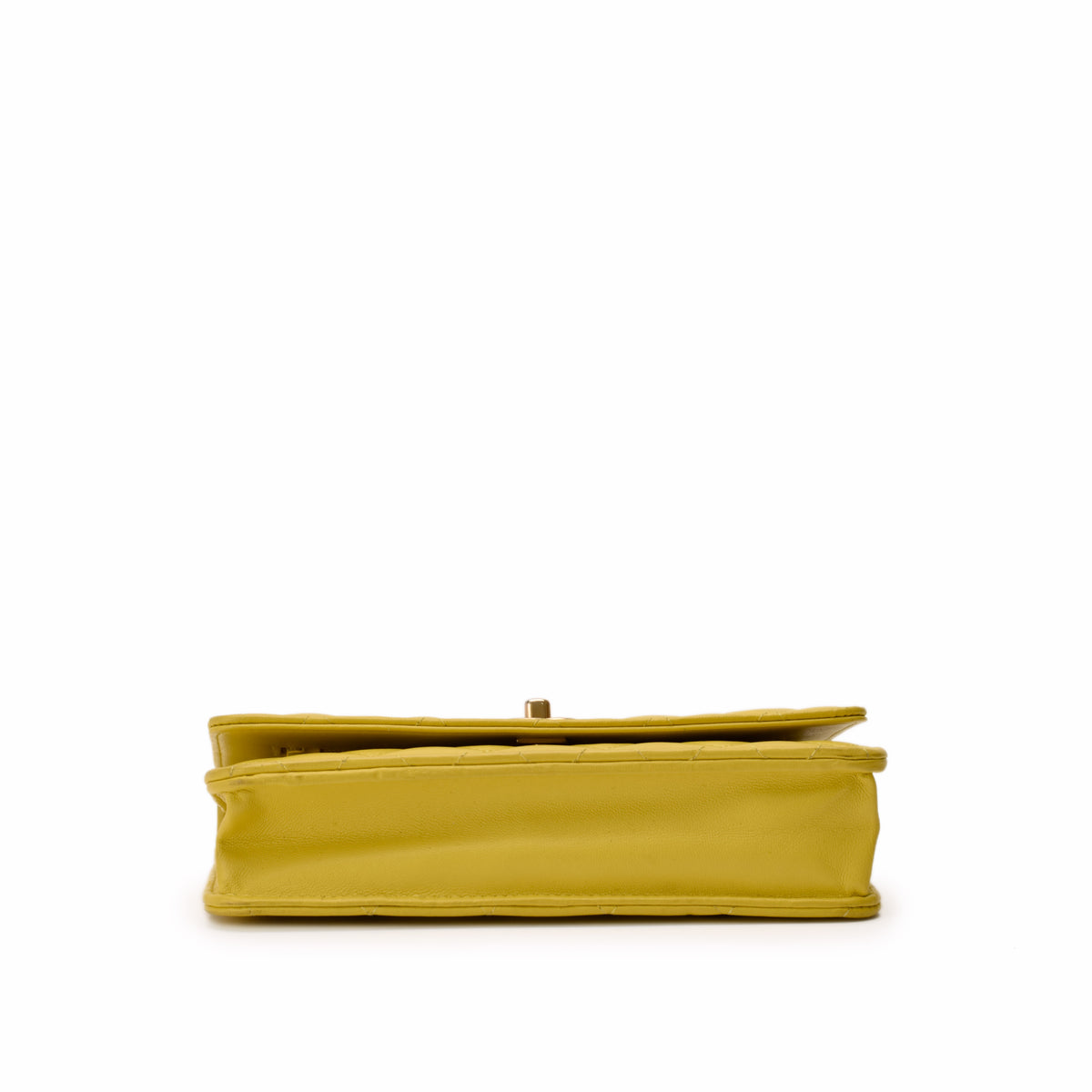 Yellow satin evening clutch with gold-tone clasp, curated Pre-loved Luxury by Myluxe in Helsinki.