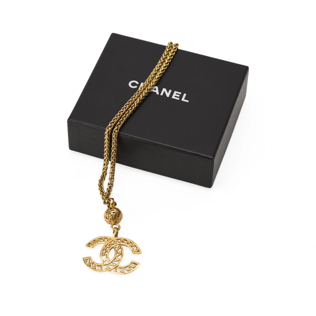 Chanel CC Filigree Ball Pendant Vintage Necklace