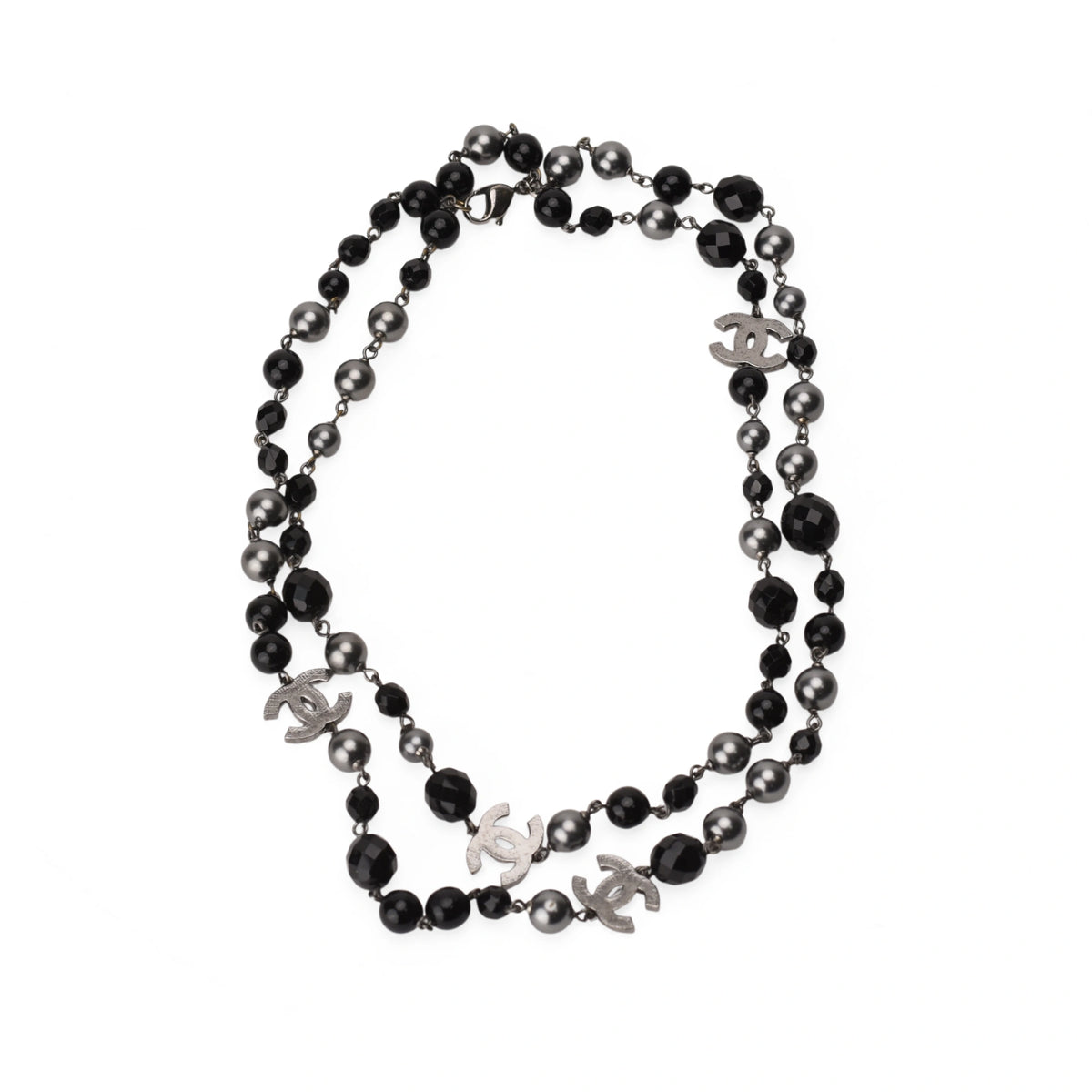 Chanel CC Pearl Necklace Vintage Long Black