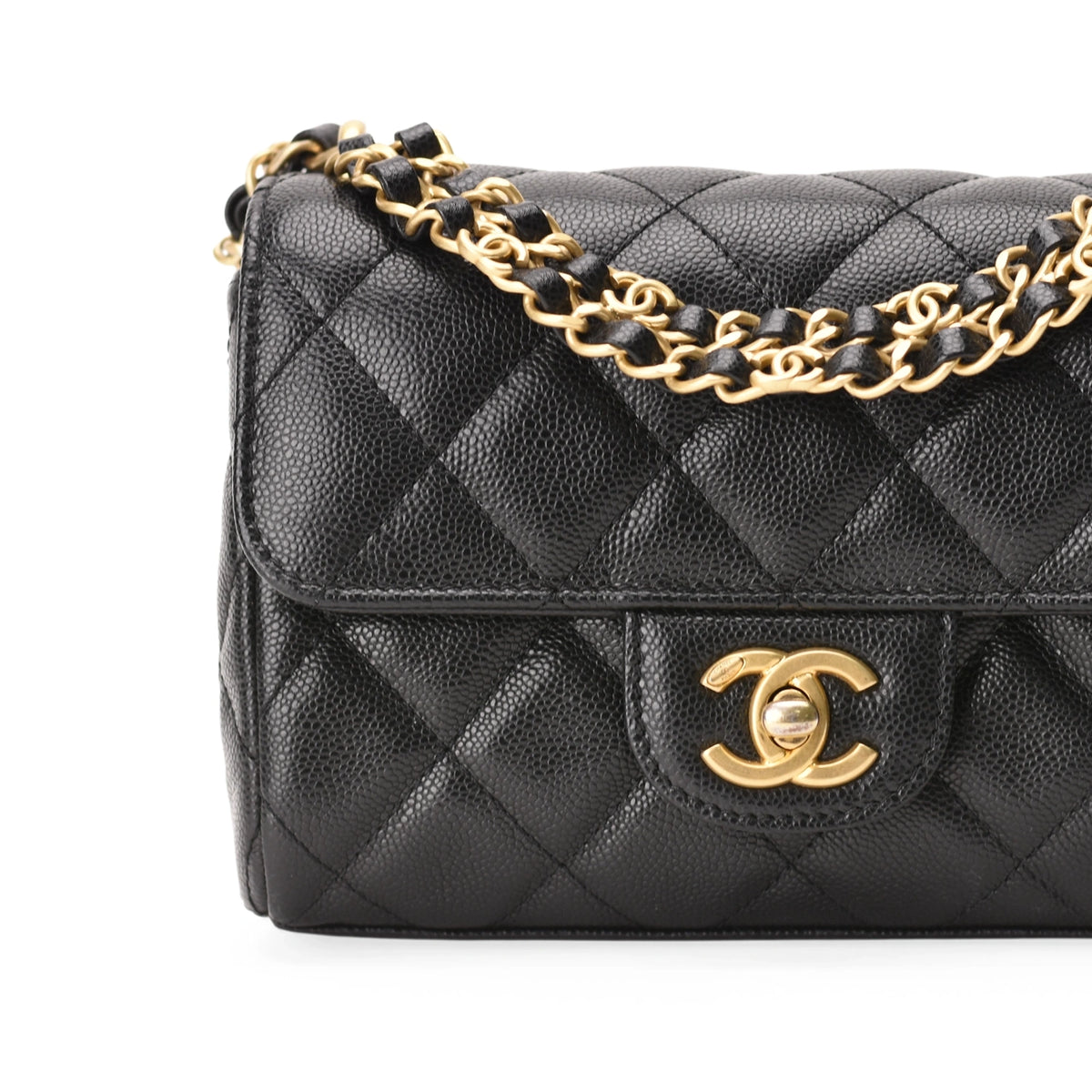 Chanel Small Coco First Flap in black caviar leather with gold hardware. curated Pre-loved Luxury by Myluxe in Helsinki.