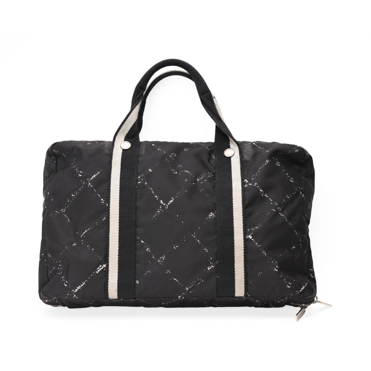 Chanel Diamond Printed Nylon Laptop Briefcase Black