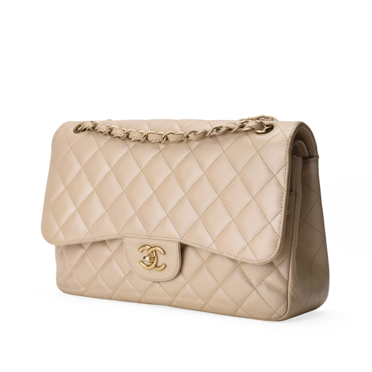 Chanel Timeless Jumbo Iridescent Beige Caviar CHW