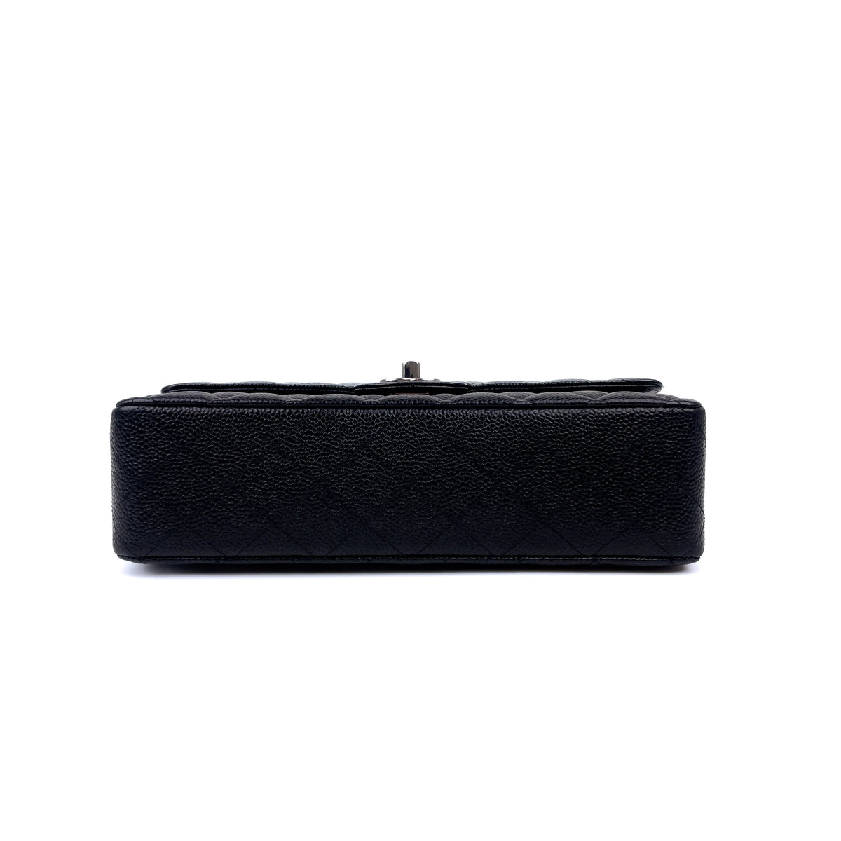Black quilted caviar leather clutch bag, curated Pre-loved Luxury by Myluxe in Helsinki.