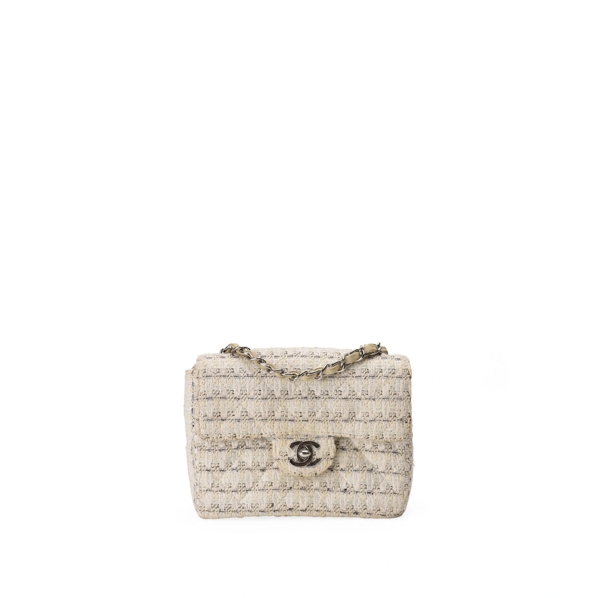 Chanel Mini Square Vintage Tweed SHW