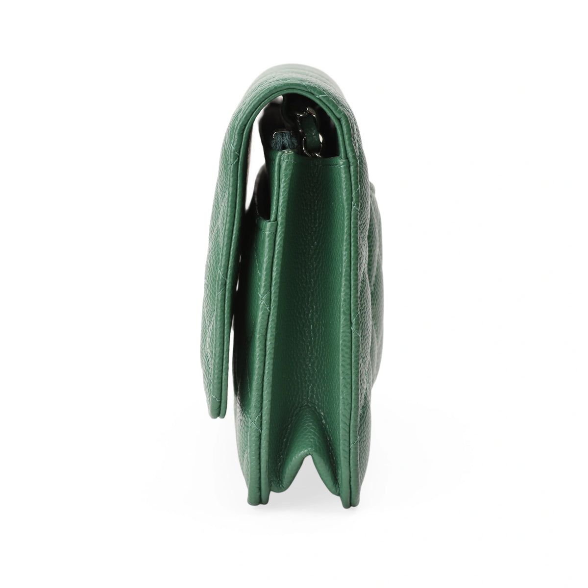 Green quilted leather Chanel flap bag. curated Pre-loved Luxury by Myluxe in Helsinki.
