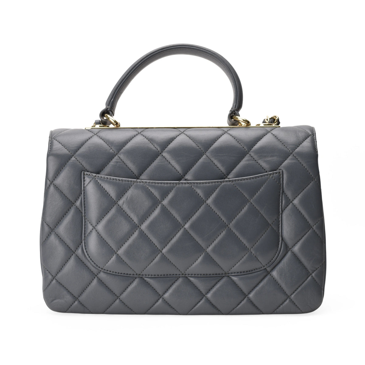 Chanel Trendy CC medium quilted leather handbag in dusty blue. curated Pre-loved Luxury by Myluxe in Helsinki.