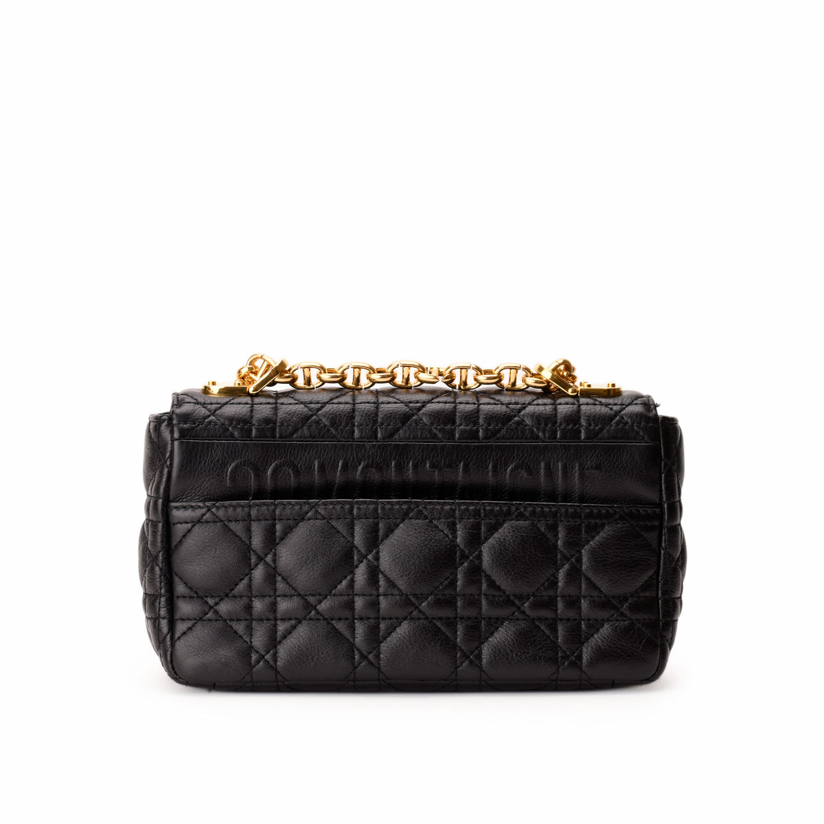 Black quilted lambskin Dior handbag with gold-tone chain strap. curated Pre-loved Luxury by Myluxe in Helsinki.
