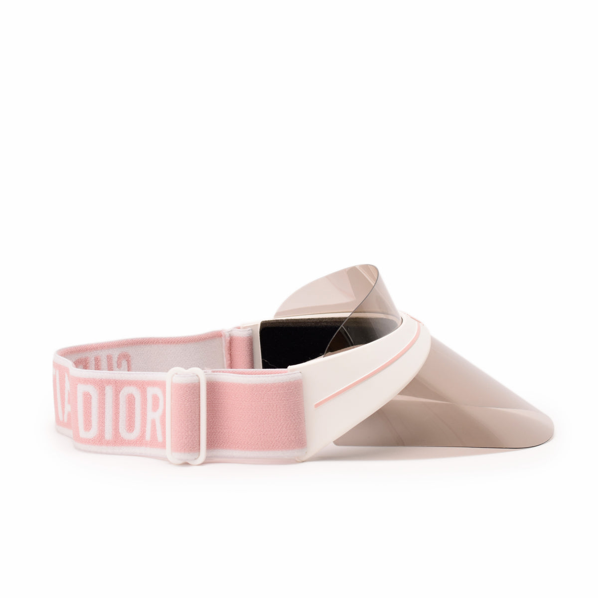 Pink Dior visor with transparent shield, curated Pre-loved Luxury by Myluxe in Helsinki.