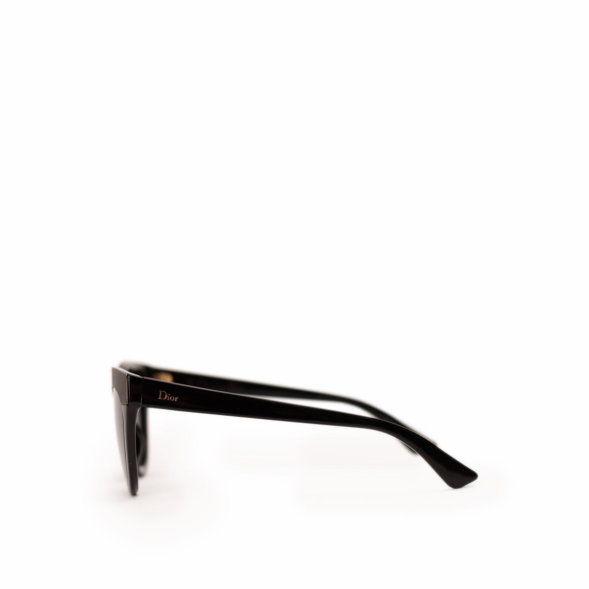 Black Dior sunglasses with gold logo on the temple, curated Pre-loved Luxury by Myluxe in Helsinki.