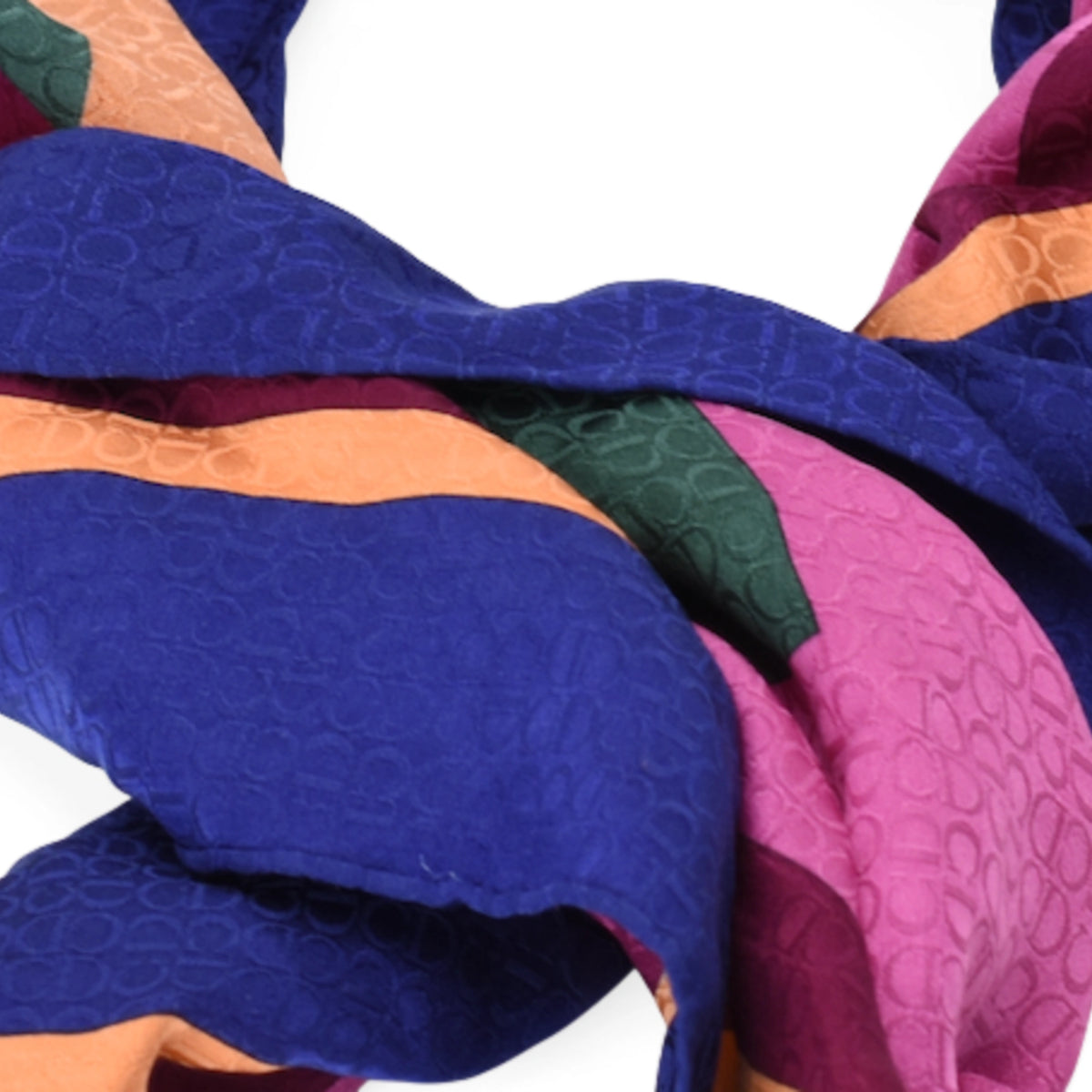 Dior multicolor CD monogram silk scarf in blue, pink, and orange. curated Pre-loved Luxury by Myluxe in Helsinki.