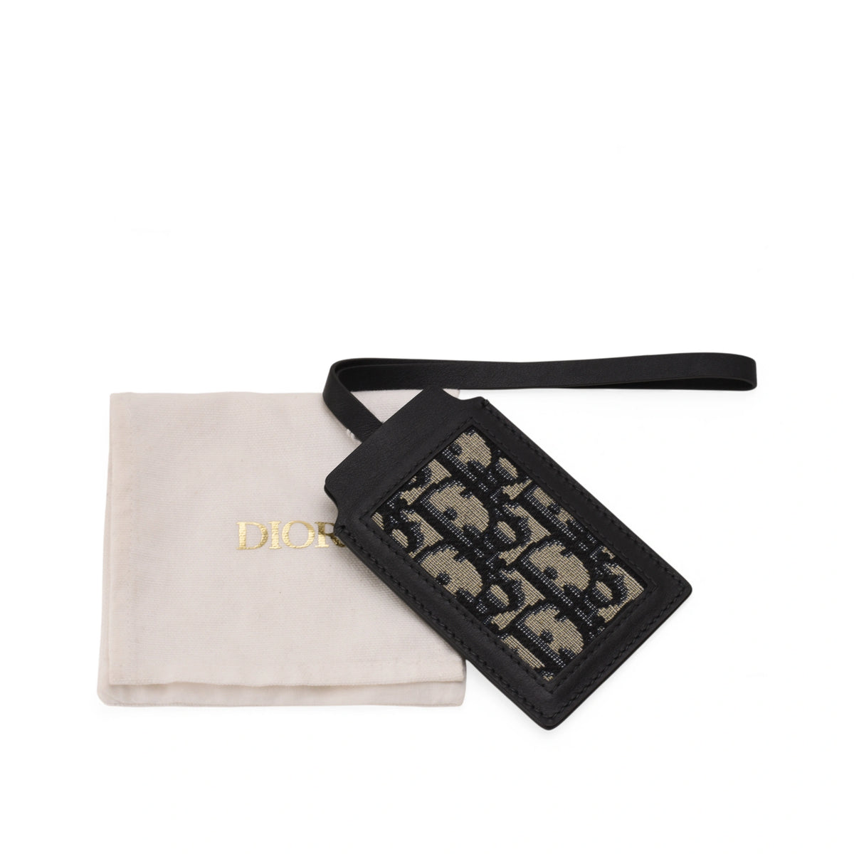 Dior Black Oblique Leather and Canvas Luggage Tag