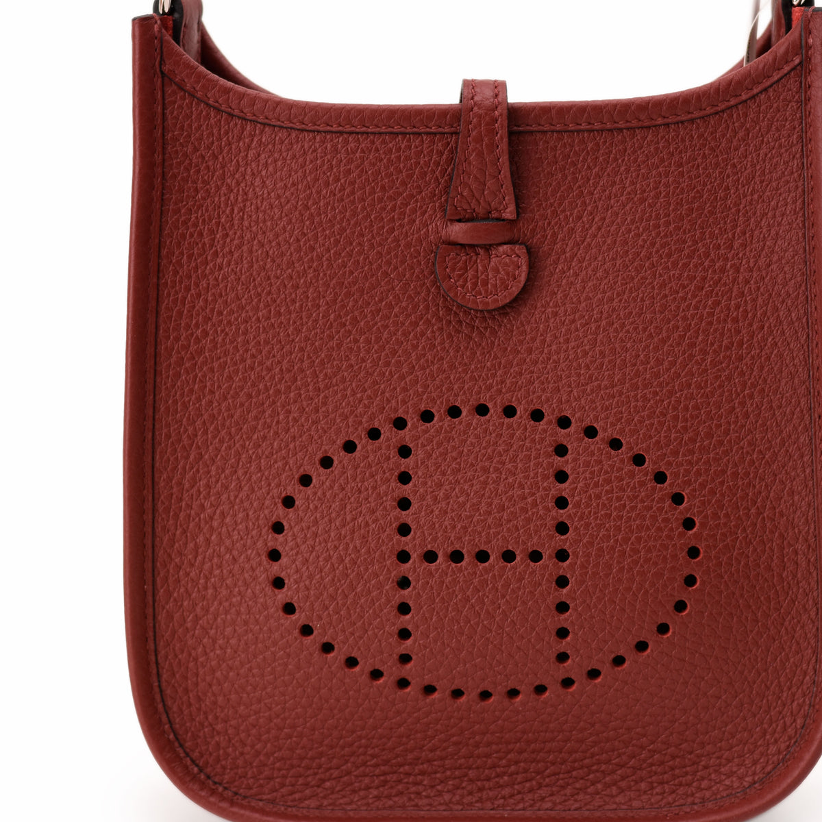 Hermès red leather handbag with perforated H logo detail. curated Pre-loved Luxury by Myluxe in Helsinki.