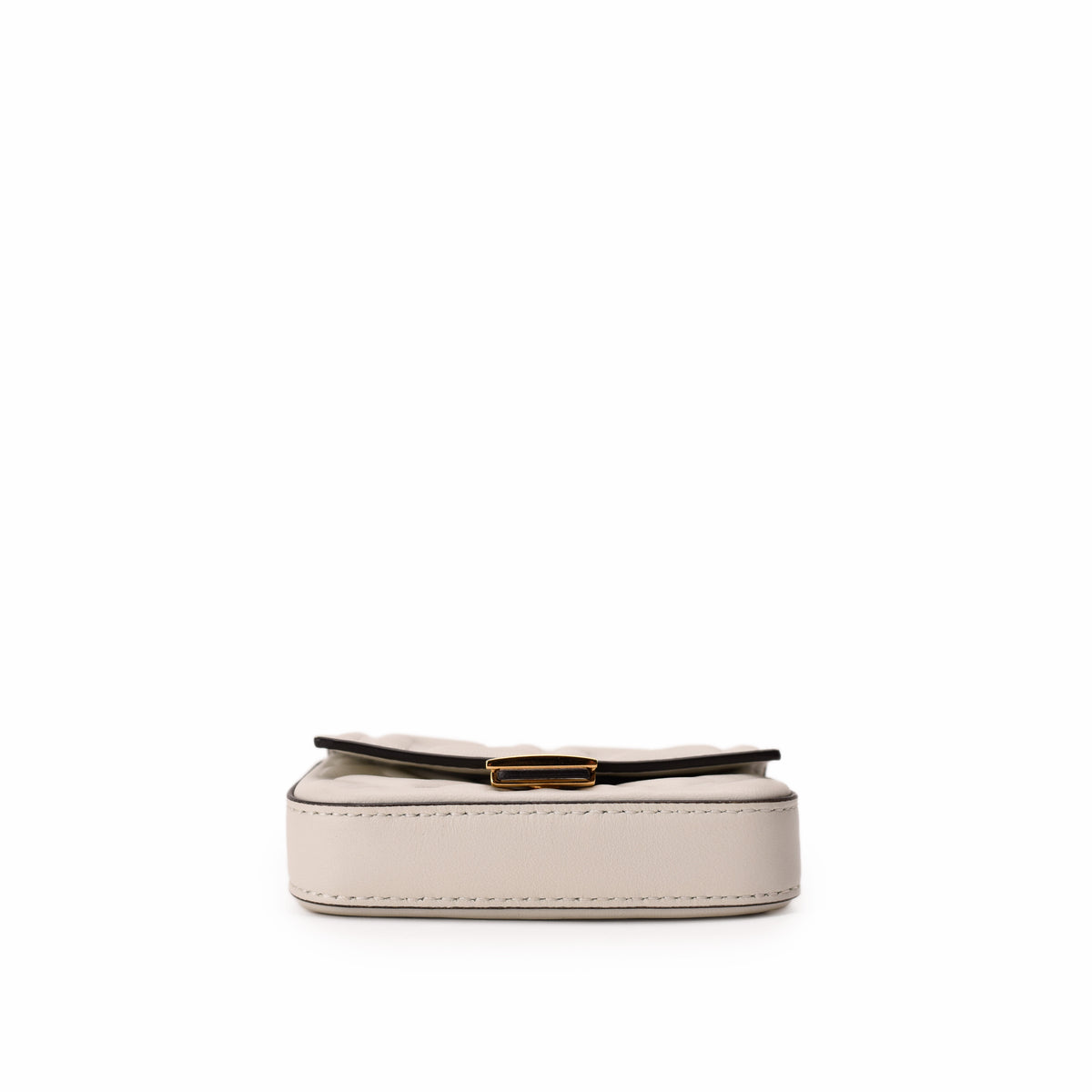 Cream leather luxury clutch bag with gold clasp, curated Pre-loved Luxury by Myluxe in Helsinki.