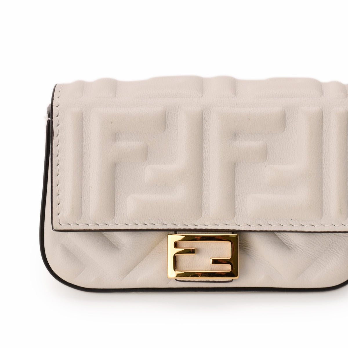 Off-white Fendi quilted leather handbag with gold-tone hardware, curated Pre-loved Luxury by Myluxe in Helsinki.