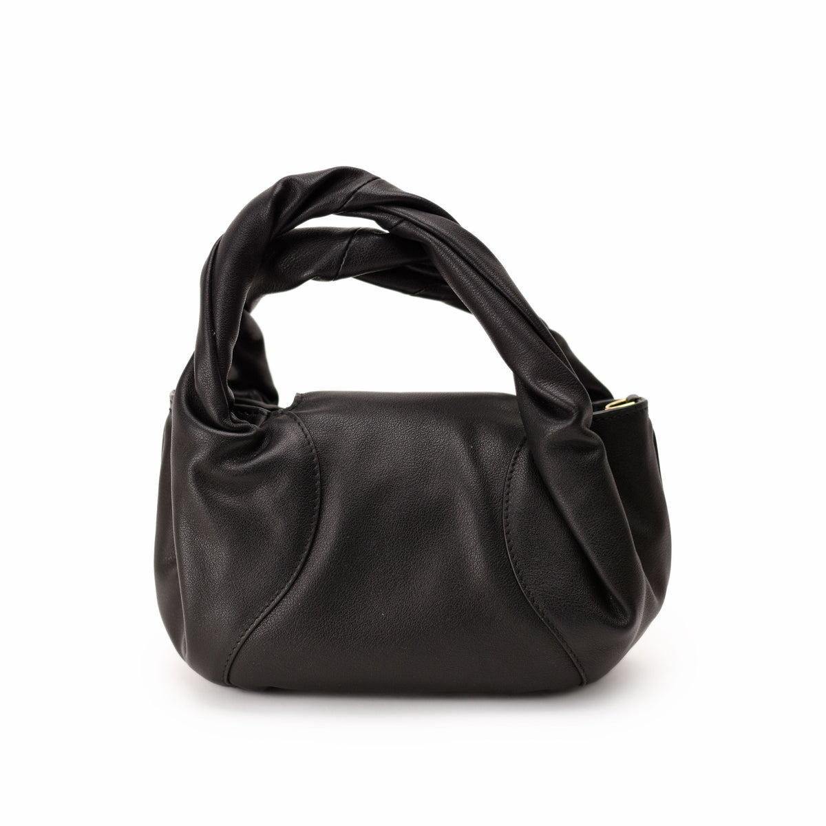 Black pebbled leather knot handle handbag. curated Pre-loved Luxury by Myluxe in Helsinki.