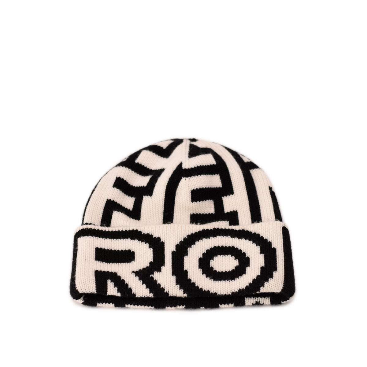 Cream and black knit patterned beanie hat. curated Pre-loved Luxury by Myluxe in Helsinki.