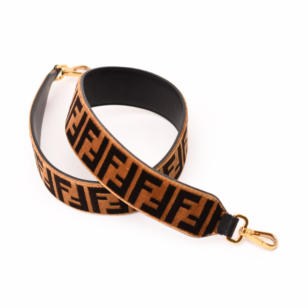 Fendi brown monogram canvas strap with gold-tone hardware. curated Pre-loved Luxury by Myluxe in Helsinki.